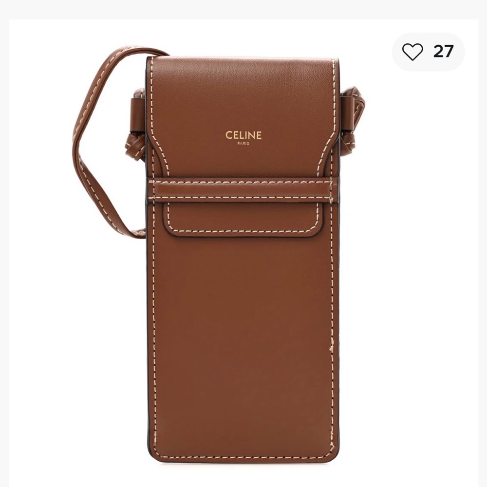 Celine Brown Leather phone or sunglass pouch